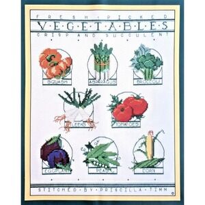Vintage 1990s Sunset Counted Cross Stitch Kit Vegetable Favorites Nancy Rossi